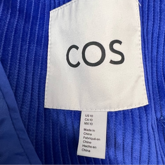 COS Royal Blue Double Breasted Corduroy Blazer Size 10 - Picture 5 of 11